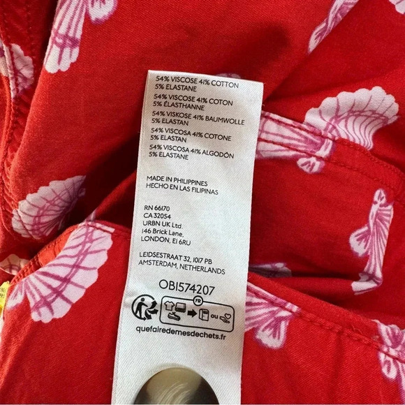 Anthropologie Maeve Colette Wide Leg Cropped Pants Seashell Beach Red 32P Petite - Picture 12 of 14